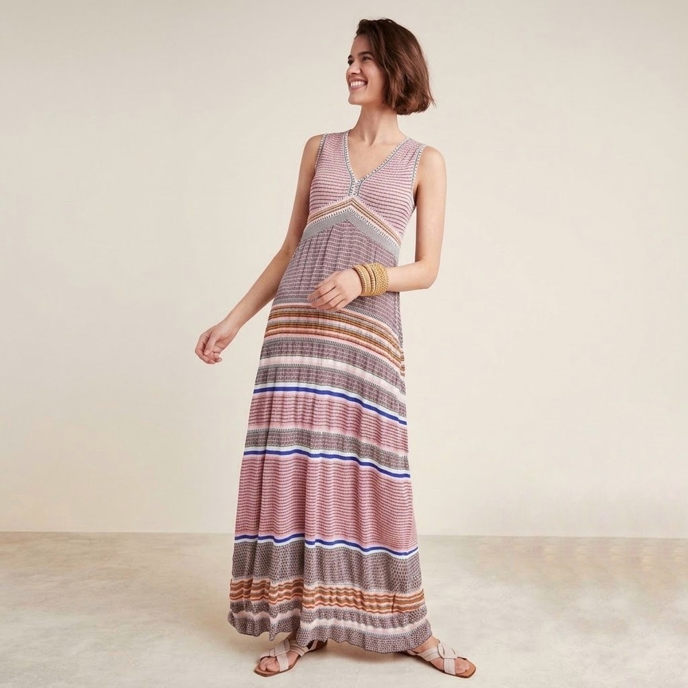 Anthropologie | Aldomartins‎ | Sierra Knit Striped Maxi Dress Size 4 *hemmed*
